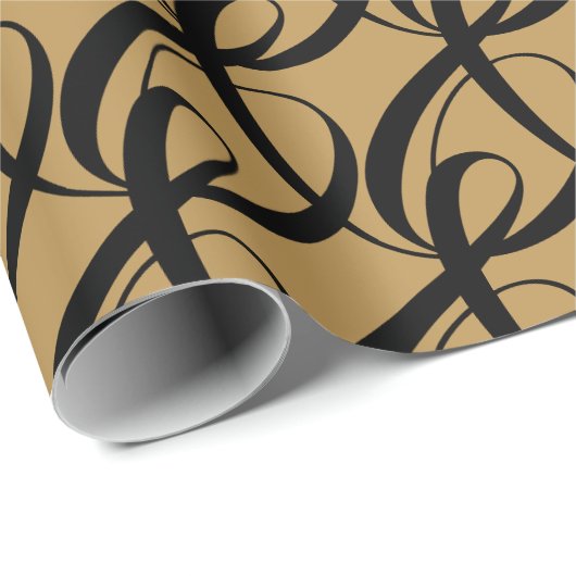 Papier Cadeau Symbole de bascule noir personnalisé sur or (Coin rond)