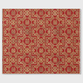 Papier Cadeau Symbole de bonheur de double de motif de Chinois (Plat)