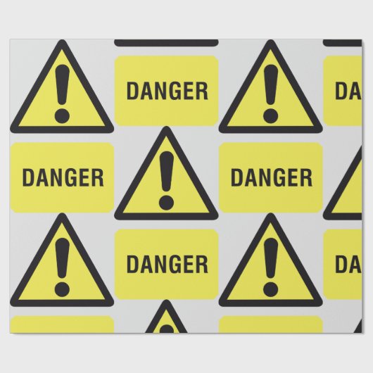Papier Cadeau Symbole de danger jaune (Plat)