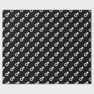Papier Cadeau symbole de genre masculin noir blanc