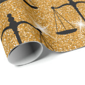 Papier Cadeau Symbole de justice Parties scintillant d'or des éc (Coin rond)