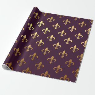 Papier Cadeau Symbole de la marine Florence Burgunde Plum Golden