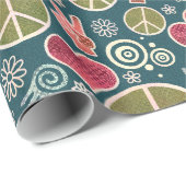 Papier Cadeau Symbole de la paix Hipster Pacifisme (Coin rond)