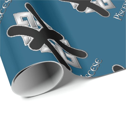 Papier Cadeau Symbole de naissance Pisces Papier Zodiac noeud ce (Coin rond)