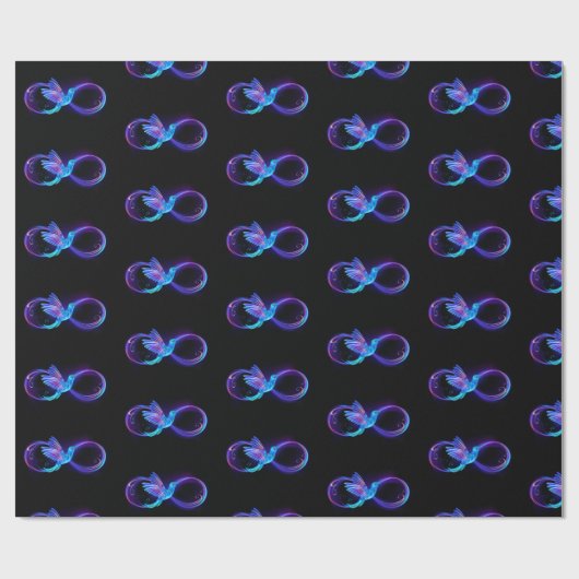 Papier Cadeau Symbole de Neon Infinity par Glowing Hummingbird (Plat)