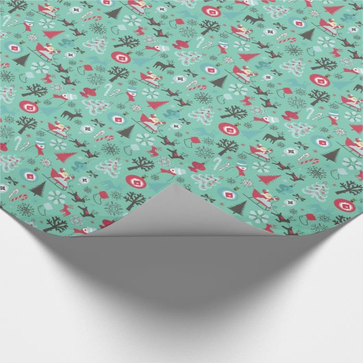 Papier Cadeau Symbole de Noël Motif Mint Arrière - plan vert (Coin)