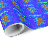 Papier Cadeau symbole de tranquillité chinois papier bleu (Coin rond)