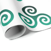 Papier Cadeau symbole de triskèle vert (Coin rond)