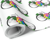 Papier Cadeau Symbole d'infini avec Rose arc-en-ciel (Coin rond)