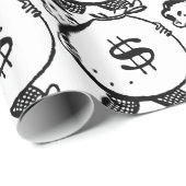 Papier Cadeau Symbole dollar de transport de sac d'argent (Coin rond)