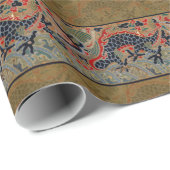 Papier Cadeau Symbole dragon chinois Antique asiatique (Coin rond)