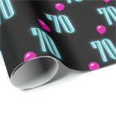 Papier Cadeau Symbole du 70e anniversaire de néon avec ballon (Coin rond)