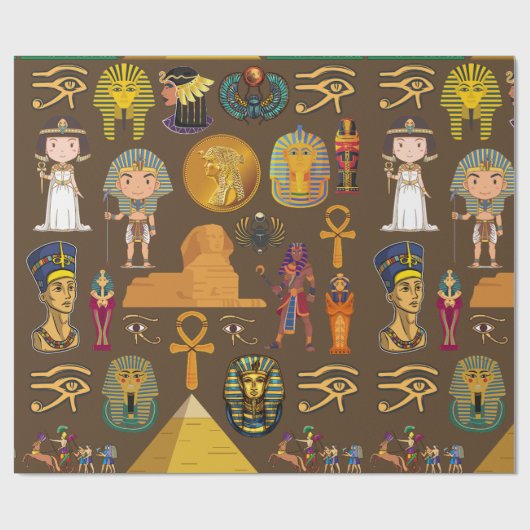Papier Cadeau Symbole égyptien ancien Hiéroglyphique - Motif (Plat)