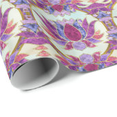 Papier Cadeau Symbole en pastel de Lotus d'aquarelle (Coin rond)