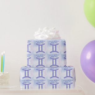 Papier Cadeau Symbole Gemini mignon personnalisé violet heureux 