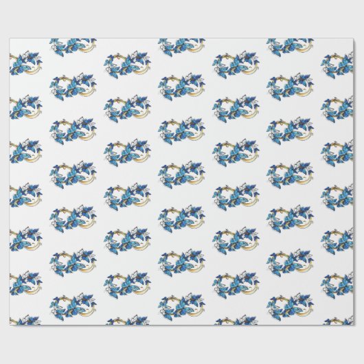 Papier Cadeau Symbole infini de papillons Morpho bleus (Plat)