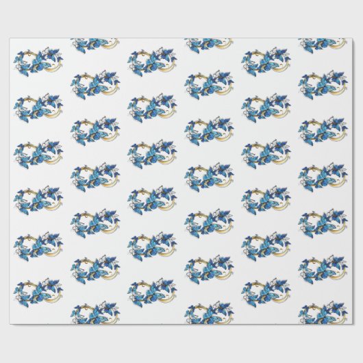 Papier Cadeau Symbole infini de papillons Morpho bleus (Plat)