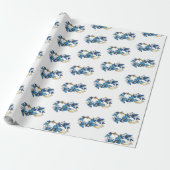 Papier Cadeau Symbole infini de papillons Morpho bleus (Déroulé)