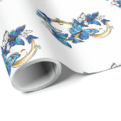 Papier Cadeau Symbole infini de papillons Morpho bleus (Coin rond)