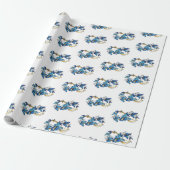 Papier Cadeau Symbole infini de papillons Morpho bleus (Déroulé)