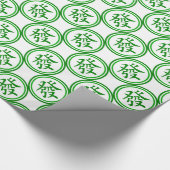 Papier Cadeau Symbole Lucky Mahjong - Vert et Blanc (Coin)