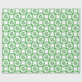 Papier Cadeau Symbole Lucky Mahjong - Vert et Blanc (Plat)