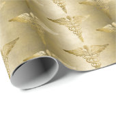 Papier Cadeau Symbole Médicale Gold Caduceus (Coin rond)