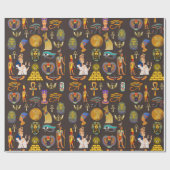 Papier Cadeau Symbole Motif égyptien Hiéroglyphique antique (Plat)