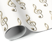 Papier Cadeau Symbole musical Treble Clef Musique Lover's Cream (Coin rond)