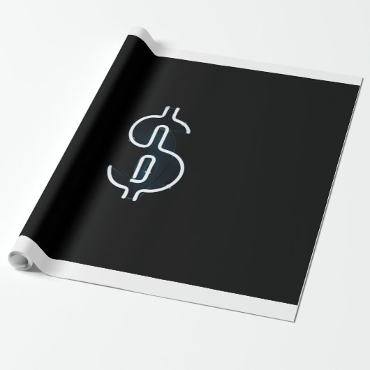 Papier Cadeau Symbole néon dollar (Déroulé)