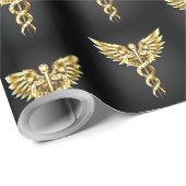 Papier Cadeau Symbole Polygonal Or Caduceus (Coin rond)