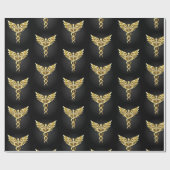 Papier Cadeau Symbole Polygonal Or Caduceus (Plat)