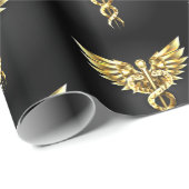 Papier Cadeau Symbole Polygonal Or Caduceus (Coin rond)