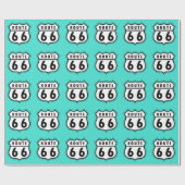 Papier Cadeau Symbole routier bleu-vert 66 Turquoise (Plat)