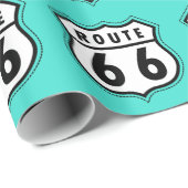 Papier Cadeau Symbole routier bleu-vert 66 Turquoise (Coin rond)