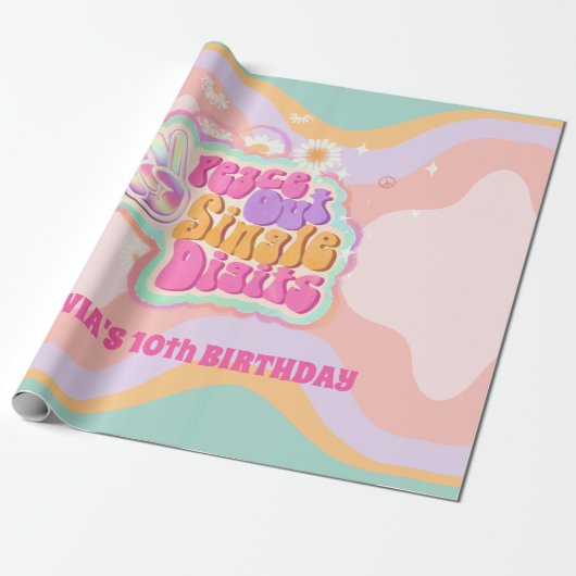 Papier Cadeau SYMBOLE super Peace Out CHIFFRES SIX (Déroulé)