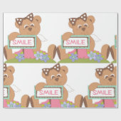Papier Cadeau Symbole Teddy Bear with Bow Holding Smile (Plat)