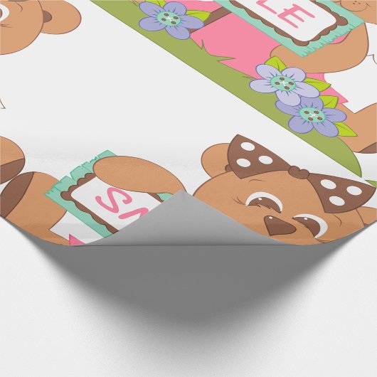 Papier Cadeau Symbole Teddy Bear with Bow Holding Smile