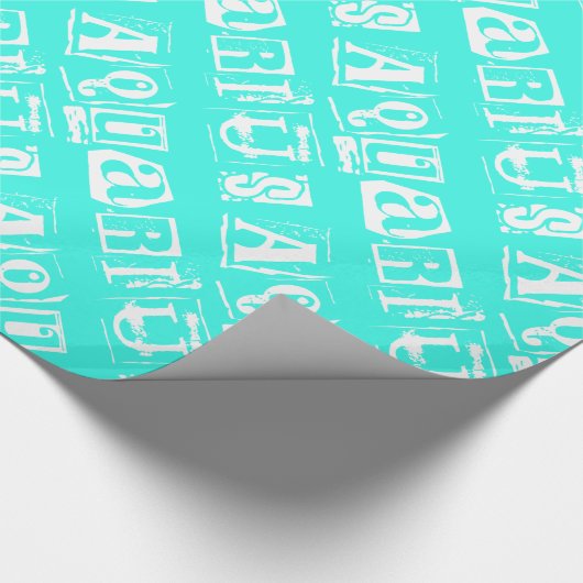 Papier Cadeau Symbole Turquoise Zodiac Star Typographie Aquarius (Coin)