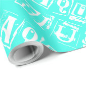 Papier Cadeau Symbole Turquoise Zodiac Star Typographie Aquarius (Coin rond)