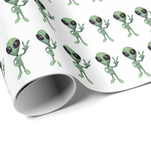 Papier Cadeau SYMBOLE VERT Alien Peace V (Coin rond)