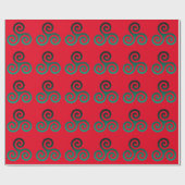 Papier Cadeau Symbole vert Triskele rouge (Plat)
