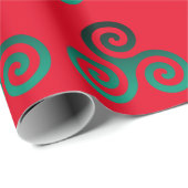 Papier Cadeau Symbole vert Triskele rouge (Coin rond)