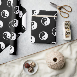Papier Cadeau Symbole Yin Yang - tatouage solide design 2
