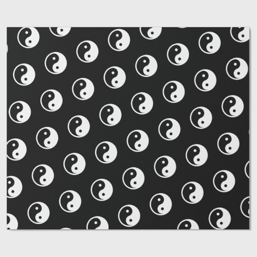 Papier Cadeau Symbole Yin Yang - tatouage solide design 2 (Plat)