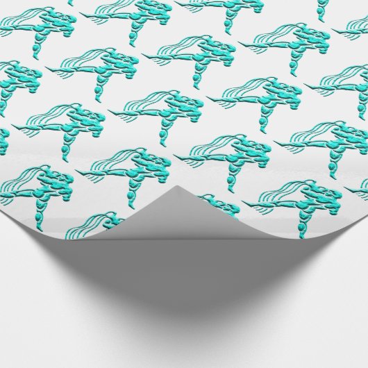 Papier Cadeau Symbole Zodiaque étoile Turquoise Aquarius (Coin)