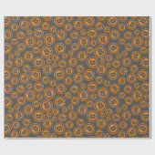 Papier Cadeau Symboles Bitcoin Orange et Gris (Plat)