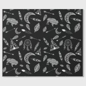 Papier Cadeau Symboles blancs amérindiens (Plat)