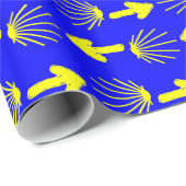 Papier Cadeau Symboles de Camino De Santiago (Coin rond)