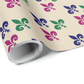 Papier Cadeau Symboles de fleur de lis (Coin rond)